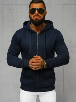 New Herren Kapuzenpullover Marineblau JS/2008Z Herren Sweatjacken | Kapuzenpullover