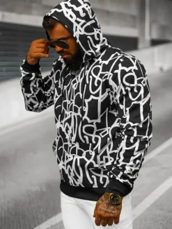 Best Herren Kapuzenpullover Schwarz- JS/8B1139/1 Herren Sweatshirts Mit Print | Kapuzenpullover