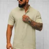 Fashion Herren Kurzarmhemd O/Y972T Herren Kurzarmhemden | Stehkragenhemden