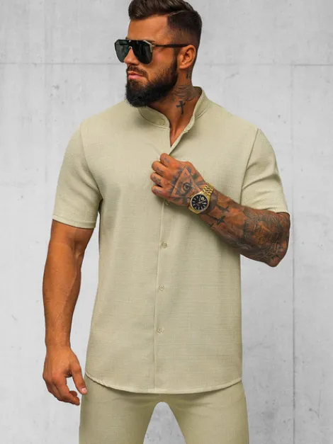 Fashion Herren Kurzarmhemd O/Y972T Herren Kurzarmhemden | Stehkragenhemden