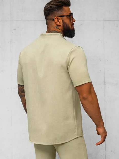 Fashion Herren Kurzarmhemd O/Y972T Herren Kurzarmhemden | Stehkragenhemden