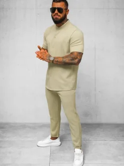 Fashion Herren Kurzarmhemd O/Y972T Herren Kurzarmhemden | Stehkragenhemden