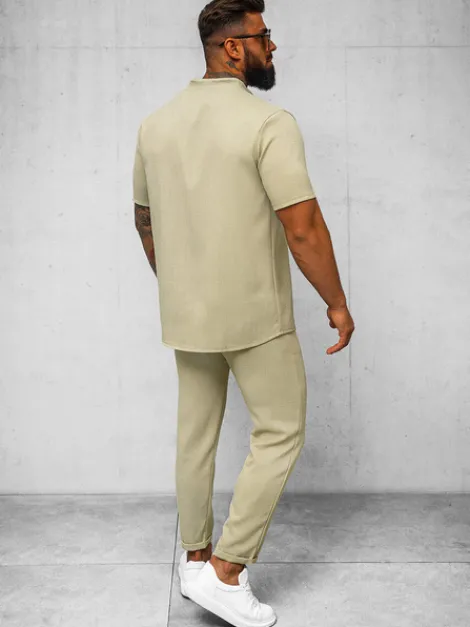 Fashion Herren Kurzarmhemd O/Y972T Herren Kurzarmhemden | Stehkragenhemden