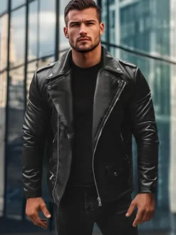 Hot Herren Lederjacke JS/11Z8014Z Herren Lederjacken | Übergangsjacken