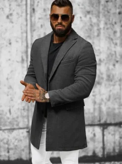 Fashion Herren Mantel Anthrazit JB/1047Z Herren Mäntel