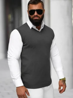 Best Herren Pullover Anthrazit NB/MM6005/3Z Herren Strickpullover | Ärmellos