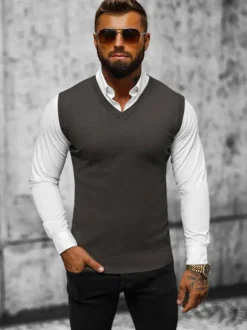 New Herren Pullover Anthrazit NB/MM6005/3Z Herren Ärmellos | Strickpullover