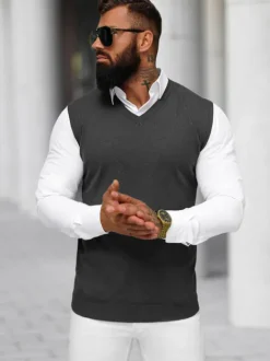 Best Herren Pullover Anthrazit NB/MM6005/3Z Herren Strickpullover | Ärmellos