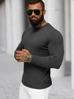 Outlet Herren Pullover Anthrazit NB/MMB602/3Z Herren Strickpullover