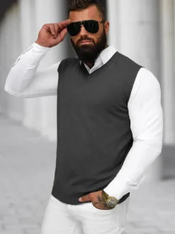 Best Herren Pullover Anthrazit NB/MM6005/3Z Herren Strickpullover | Ärmellos