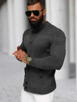Hot Herren Pullover Anthrazit NB/MM6011/3Z Herren Strickjacken