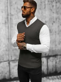 New Herren Pullover Anthrazit NB/MM6005/3Z Herren Ärmellos | Strickpullover