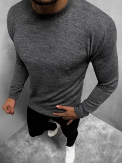 Discount Herren Pullover Dunkelgrau O/KS03Z Herren Strickpullover