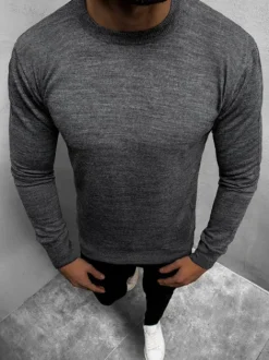 Discount Herren Pullover Dunkelgrau O/KS03Z Herren Strickpullover