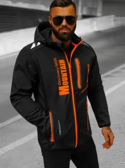 Outlet Herren Softshell Jacke schwarz und orange JS/HH026/1 Herren Softshelljacken | Übergangsjacken