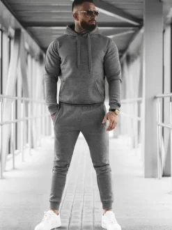 Hot Herren Sportanzug Anthrazit JS/68C10381/5Z Herren Trainingsanzüge Ohne Print