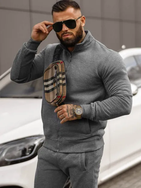 Fashion Herren Sportanzug Anthrazit JS/68C10385/5Z Herren Trainingsanzüge Ohne Print