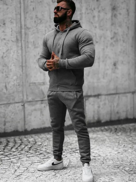 Clearance Herren Sportanzug Anthrazit JS/XW2008 Herren Trainingsanzüge Ohne Print