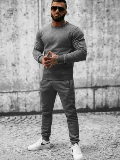 Best Herren Sportanzug Anthrazit JS/XW2001 Herren Trainingsanzüge Ohne Print