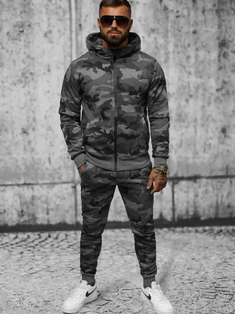 Hot Herren Sportanzug Anthrazit O/8B159/5 Herren Trainingsanzüge Mit Print
