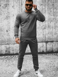 Best Herren Sportanzug Anthrazit JS/XW2001 Herren Trainingsanzüge Ohne Print