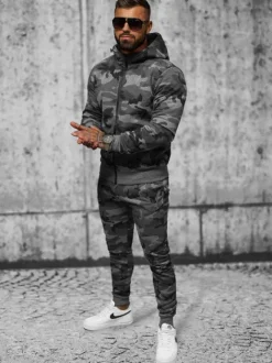 Hot Herren Sportanzug Anthrazit O/8B159/5 Herren Trainingsanzüge Mit Print