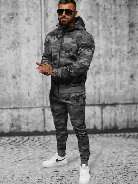 Hot Herren Sportanzug Anthrazit O/8B159/5 Herren Trainingsanzüge Mit Print