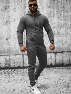 Outlet Herren Sportanzug Anthrazit JS/XW2009 Herren Trainingsanzüge Ohne Print