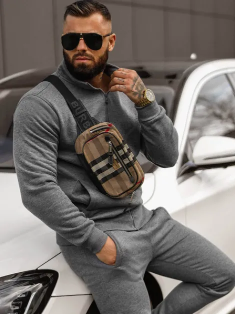Fashion Herren Sportanzug Anthrazit JS/68C10385/5Z Herren Trainingsanzüge Ohne Print