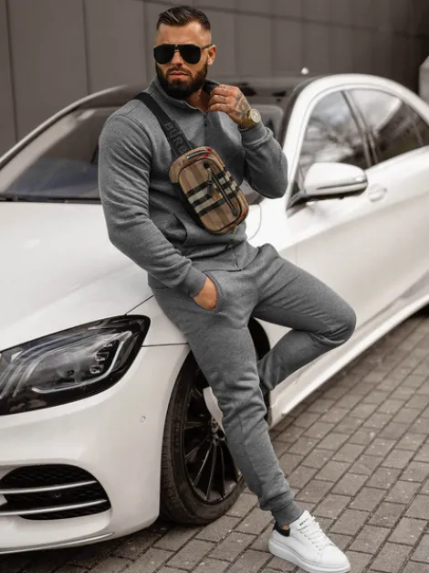 Fashion Herren Sportanzug Anthrazit JS/68C10385/5Z Herren Trainingsanzüge Ohne Print