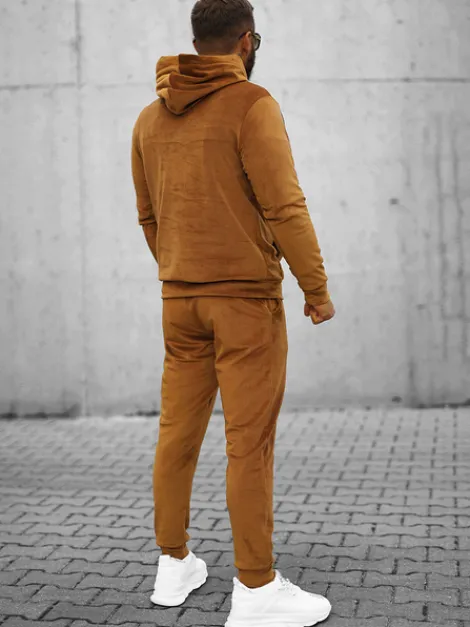 New Herren Sportanzug Camel O/12139 Herren Velours Trainingsanzüge