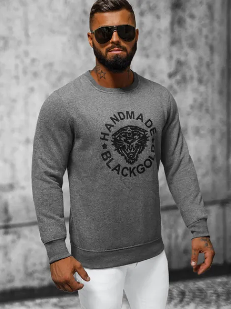 Discount Herren Sweatshirt Anthrazit NB/MF2008 Herren Sweatshirts Mit Print | Sweatshirts Ohne Kapuze