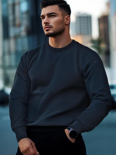 Hot Herren Sweatshirt Dunkelblau JS/2001-10Z Herren Sweatshirts Ohne Kapuze