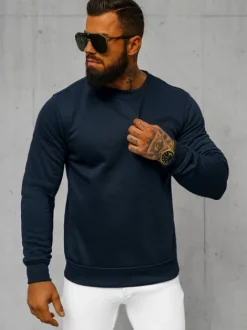 Best Herren Sweatshirt Dunkelblau JS/2001-10Z Herren Sweatshirts Ohne Kapuze