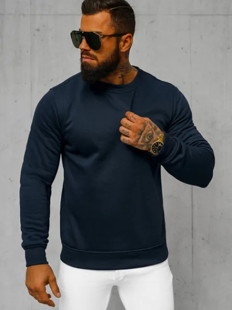 Best Herren Sweatshirt Dunkelblau JS/2001-10Z Herren Sweatshirts Ohne Kapuze