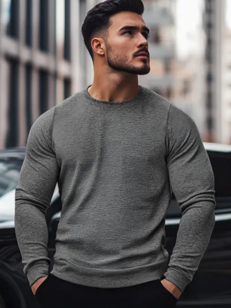 Best Herren Sweatshirt Dunkelgrau JS/2001-10Z Herren Sweatshirts Ohne Kapuze