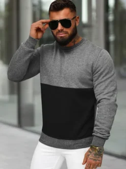 Clearance Herren Sweatshirt Dunkelgrau JS/8B1305/5 Herren Sweatshirts Ohne Print | Sweatshirts Ohne Kapuze