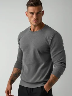 New Herren Sweatshirt Dunkelgrau JS/2001-10Z Herren Sweatshirts Ohne Kapuze