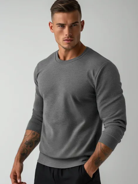 New Herren Sweatshirt Dunkelgrau JS/2001-10Z Herren Sweatshirts Ohne Kapuze