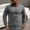 Fashion Herren Sweatshirt Dunkelgrau JS/8B1358/5 Herren Sweatshirts Mit Print | Sweatshirts Ohne Kapuze