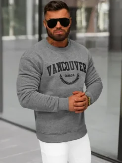 Clearance Herren Sweatshirt Dunkelgrau JS/8B1363/5 Herren Sweatshirts Mit Print | Sweatshirts Ohne Kapuze