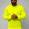 Outlet Herren Sweatshirt Gelb-Neon JS/2001-10Z Herren Sweatshirts Ohne Kapuze