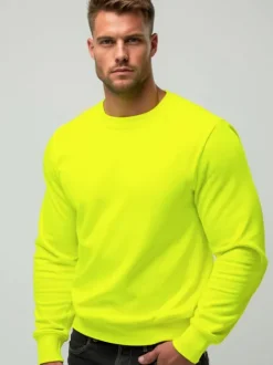 Outlet Herren Sweatshirt Gelb-Neon JS/2001-10Z Herren Sweatshirts Ohne Kapuze