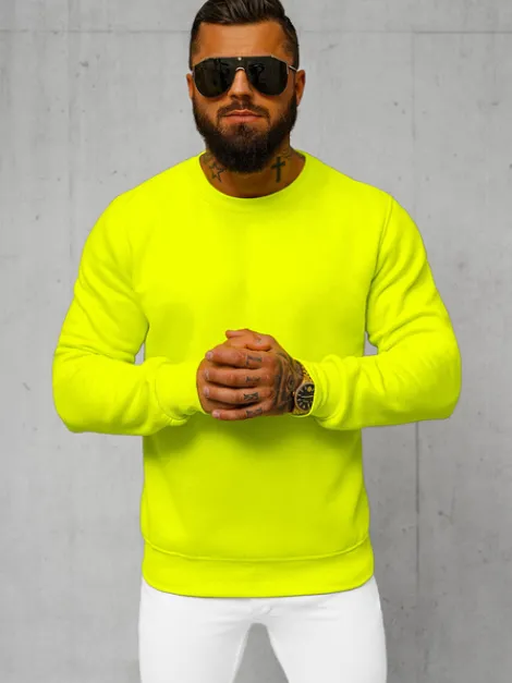Outlet Herren Sweatshirt Gelb-Neon JS/2001-10Z Herren Sweatshirts Ohne Kapuze