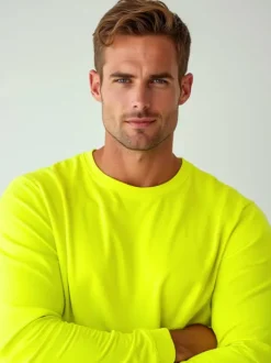 Outlet Herren Sweatshirt Gelb-Neon JS/2001-10Z Herren Sweatshirts Ohne Kapuze