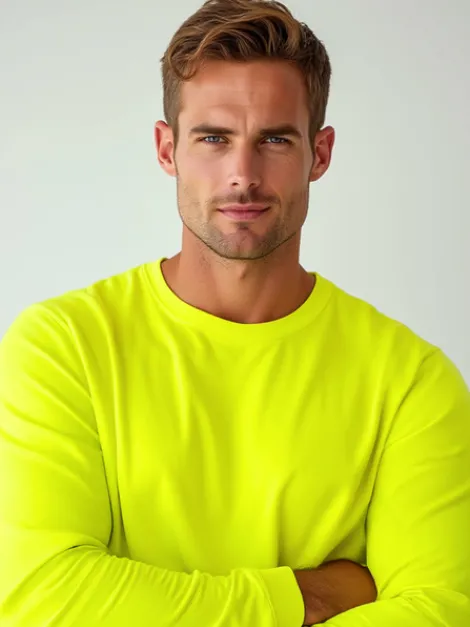 Outlet Herren Sweatshirt Gelb-Neon JS/2001-10Z Herren Sweatshirts Ohne Kapuze