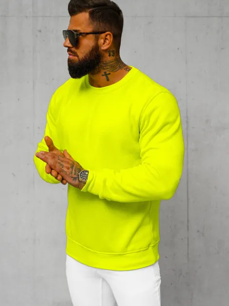 Outlet Herren Sweatshirt Gelb-Neon JS/2001-10Z Herren Sweatshirts Ohne Kapuze