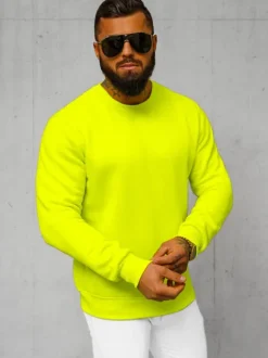 Outlet Herren Sweatshirt Gelb-Neon JS/2001-10Z Herren Sweatshirts Ohne Kapuze