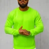Fashion Herren Sweatshirt Grün-Neon JS/2001-10Z Herren Sweatshirts Ohne Kapuze