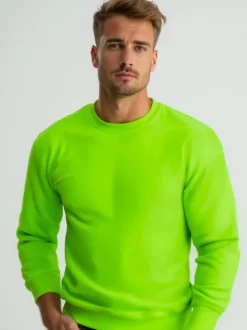 Clearance Herren Sweatshirt Grün-Neon JS/2001-10Z Herren Sweatshirts Ohne Kapuze